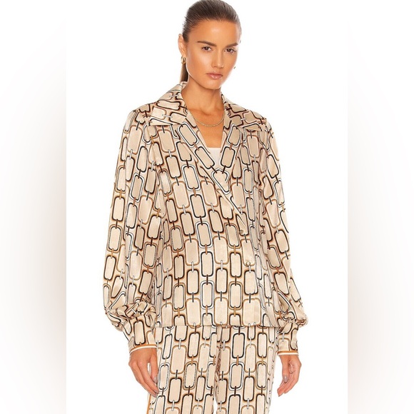 Alexis NEW Reyson Long Sleeve Chain Link Button Down Blouse Size L - Picture 3 of 16